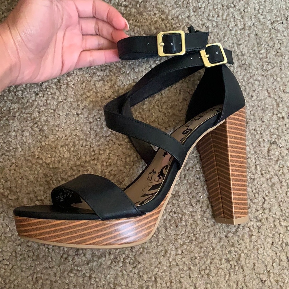 Black block heels